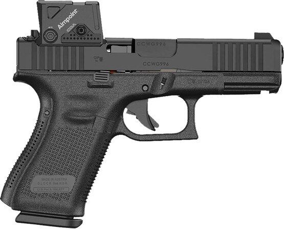 GLOCK 19 MOS8 direct mount optic-ready 9mm pistol, black.